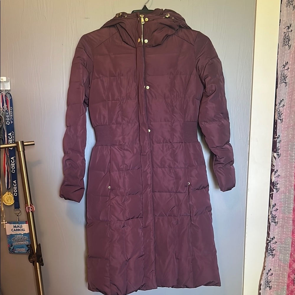 NWT Cole Haan Purple Hooded Puffer Jacket